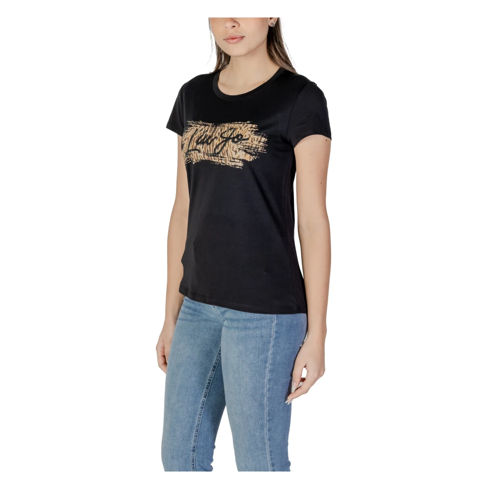Liu Jo Katoenen T-shirt met korte mouwen Lente Zomer Black Dames