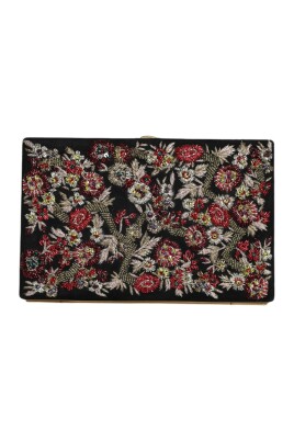 black-floral-gold-frame-clutch-purse