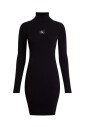 robe-pull-a-col-roule-avec-badge-noir
