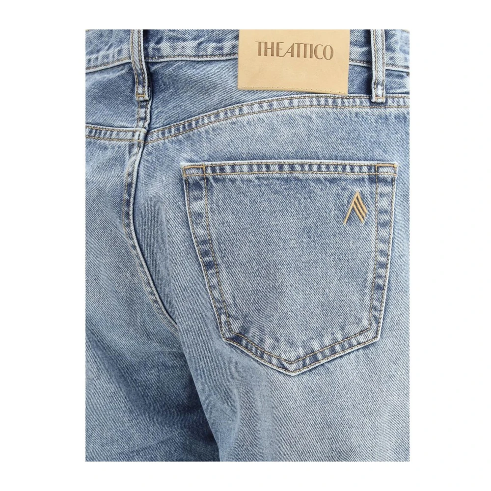 The Attico Gebundelde Bodem Katoenen Jeans Blue Dames