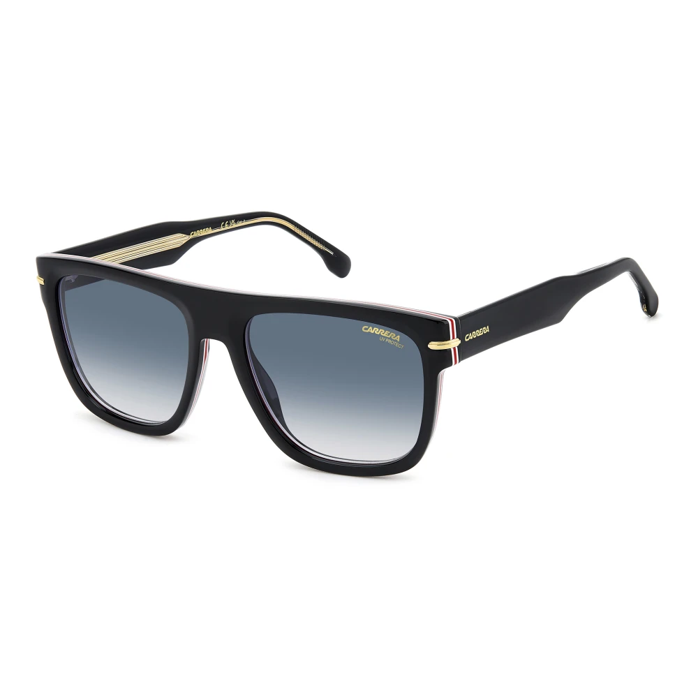Carrera Black Sunglasses, Male, 57 Mm, Gold/Dark Blue Shaded Sunglasses