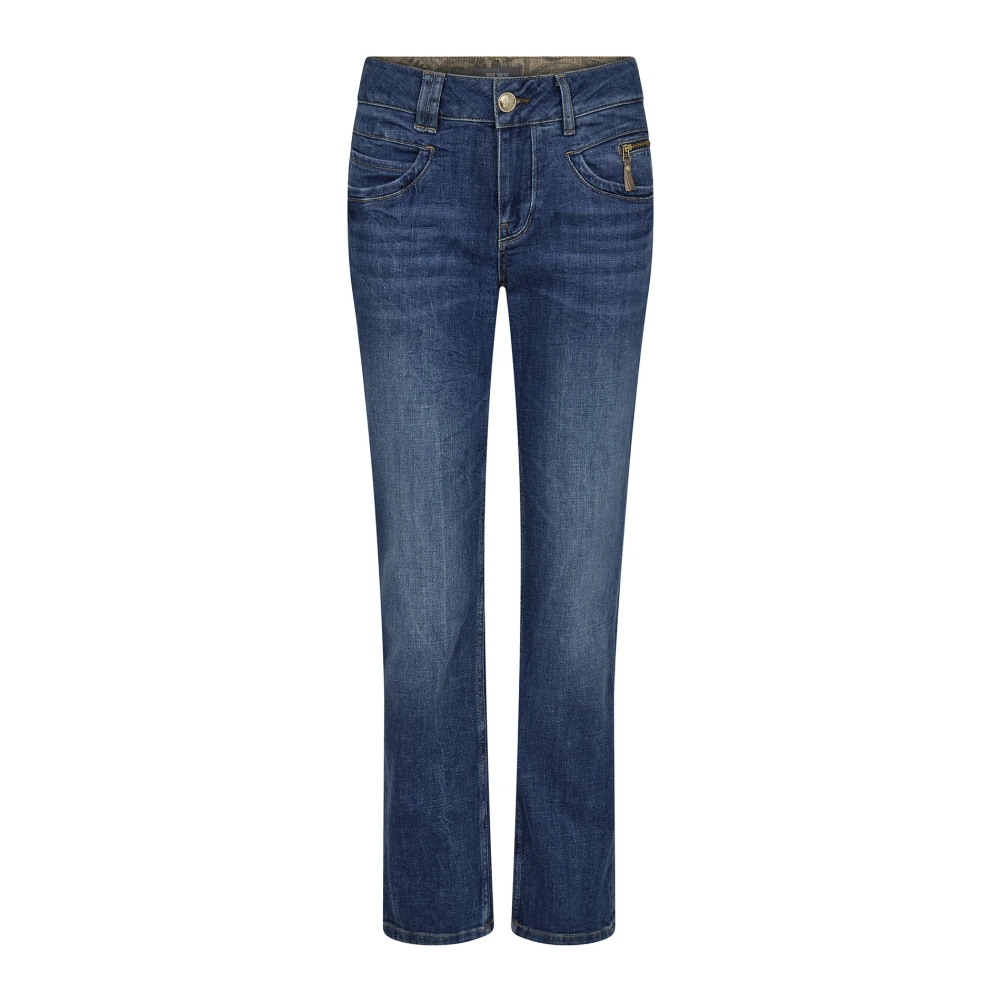 MOS MOSH Hoge Taille Donkerblauwe Jeans met Ritsdetails Blue Dames