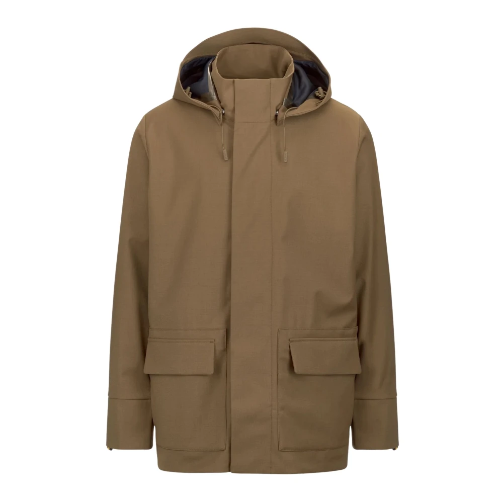 K-way Tech Wool Blend Jas met capuchon Brown Heren