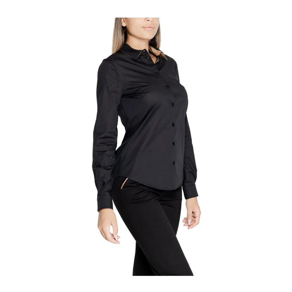 Alviero Martini 1a Classe Klassieke Stijl Zwarte Katoenen Overhemd Met Lange Mouwen Black Dames