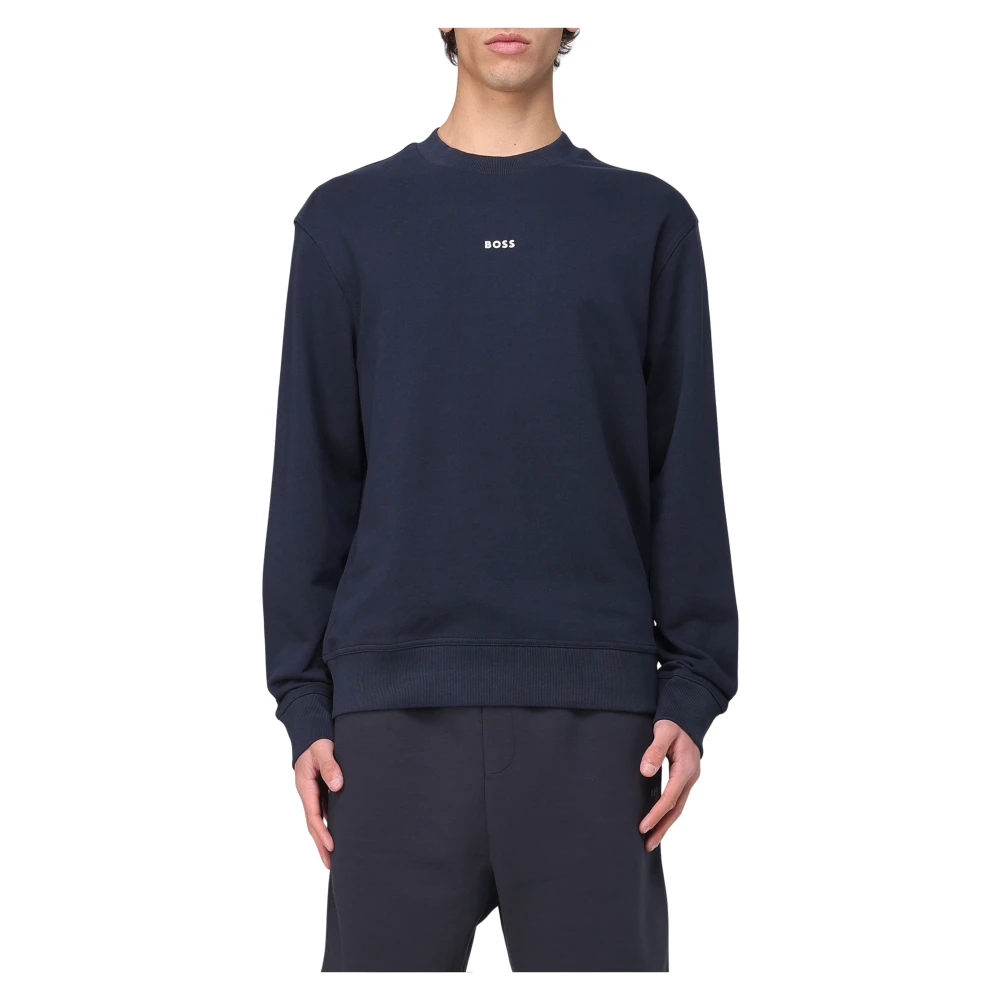 Hugo Boss Fleece Crew Neck Sweater Blue, Herr