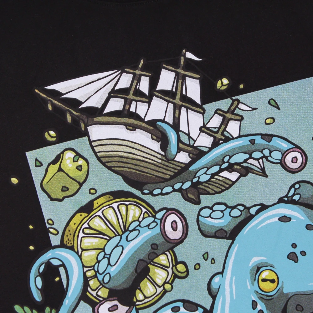Dolly Noire Octopus Salade Heren T-shirt Zwart Black Heren