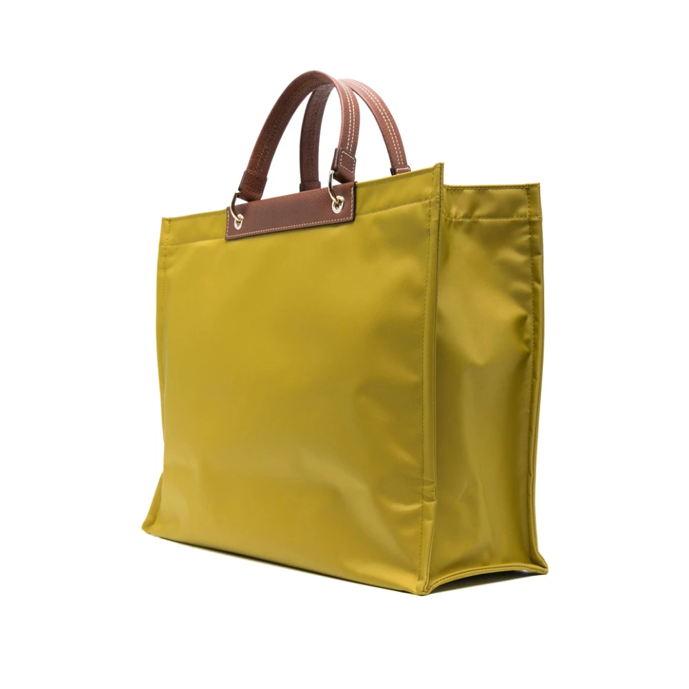 Longchamp Avocado Groene Leren Handtas met Ingedrukt Logo Green Dames