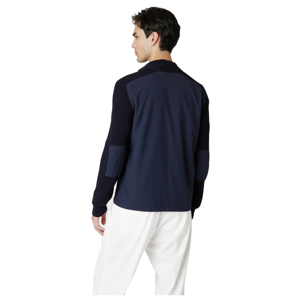 Eleventy Bimateriaal Wol Nylon Katoen Jas Blue Heren