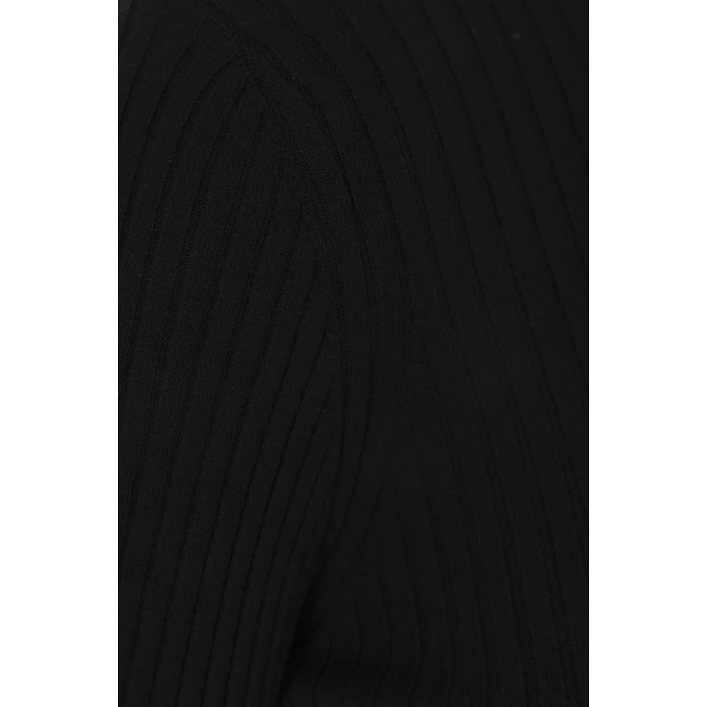 Courrèges Zwarte Geribbelde Trui met Logoborduursel Black Dames