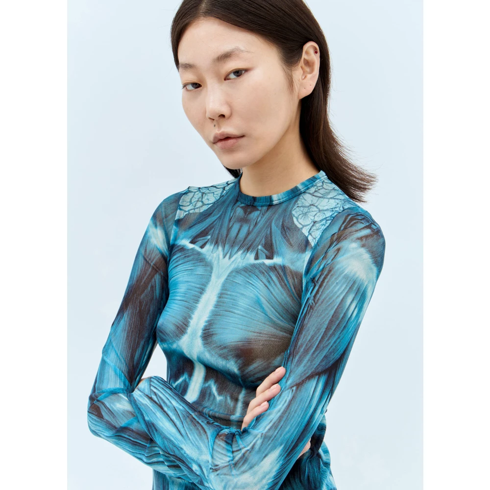 Jean Paul Gaultier Mesh Top Fashion Fiction Collection Blue Dames