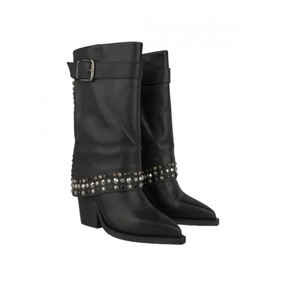 Alma en Pena Dames Leren Studs Laars Black Dames