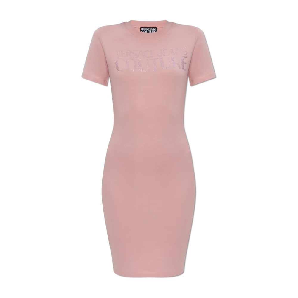 Versace Jeans Couture Jurk met glinsterende applicaties Pink Dames