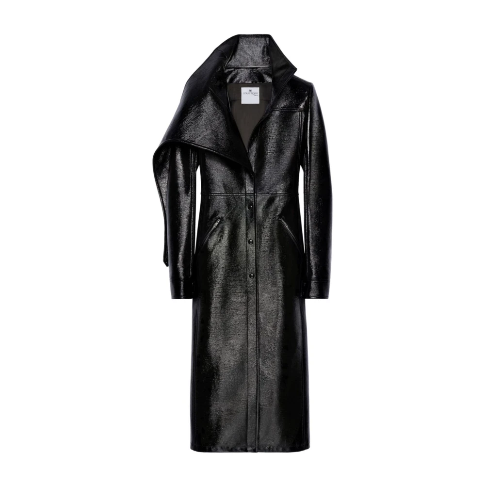 Courrèges Zwarte Patentafwerking Slim Fit Jas Black Dames