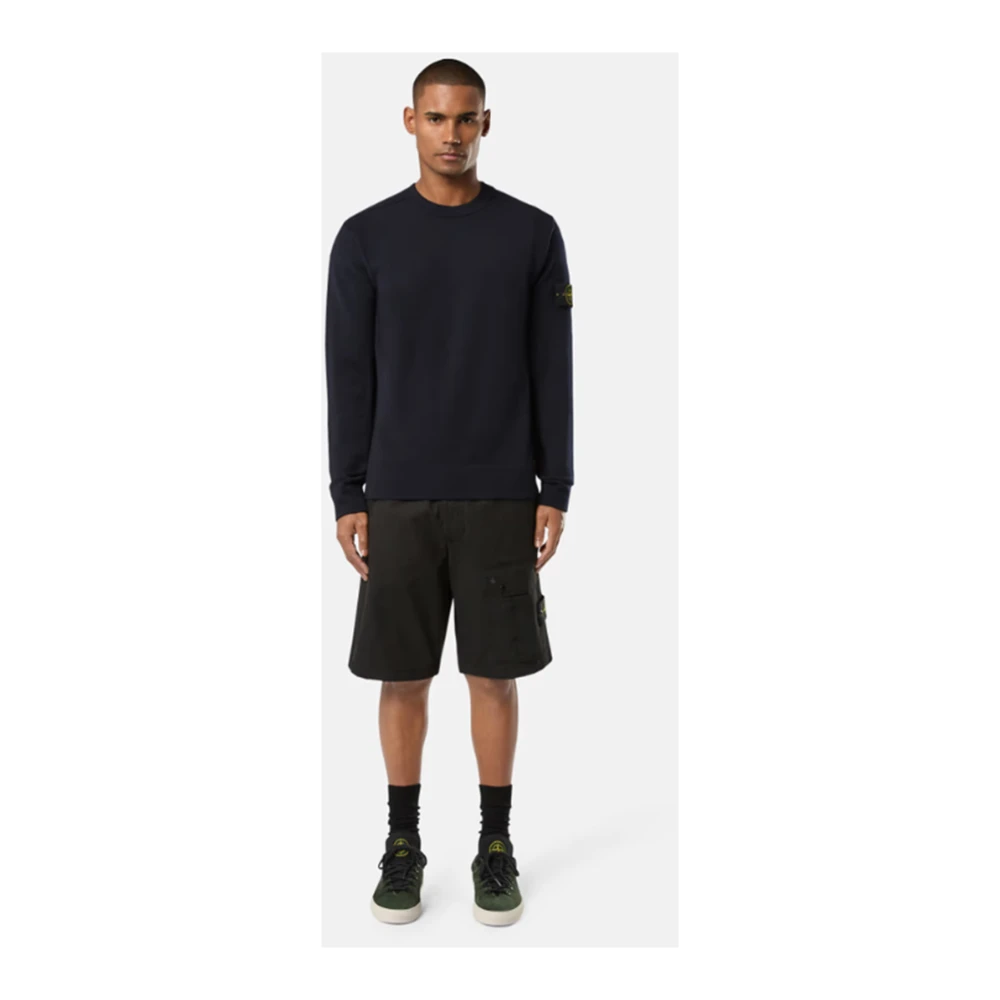 Stone Island Geribbelde ronde hals trui in blauw Blue Heren