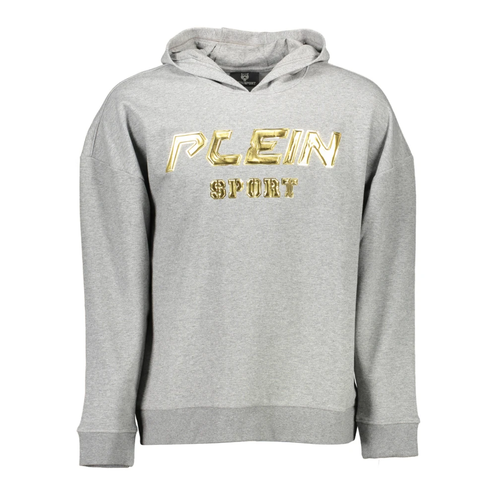 Plein Sport Hoodie med tryck och logodetaljer Gray, Herr