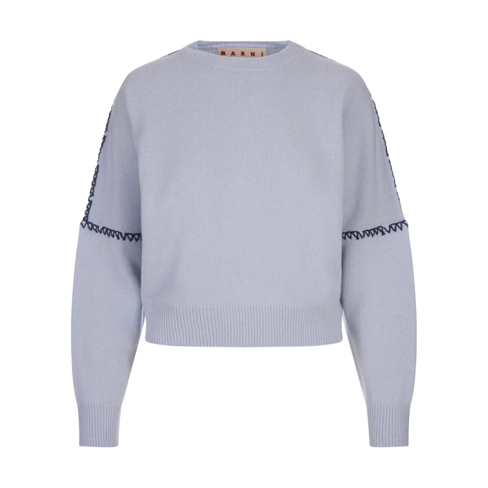 Marni Blauwe Crew-Neck Wollen Trui Blue Dames