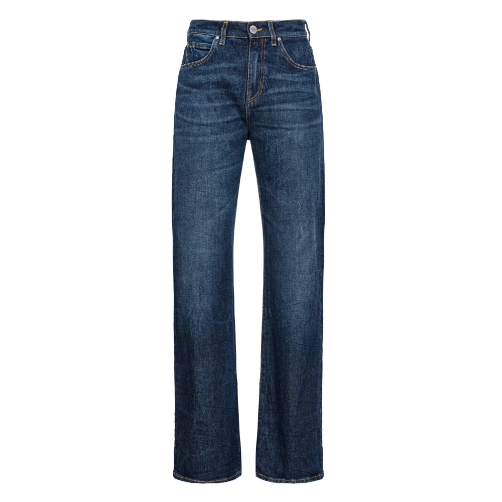 Pinko Women's Blue Straight Fit Jeans, W30, Wide Leg Cotton-Blend Jeans