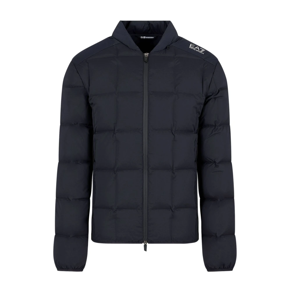 Emporio Armani EA7 Blauwe Gewatteerde Jas met Logo Blue Heren