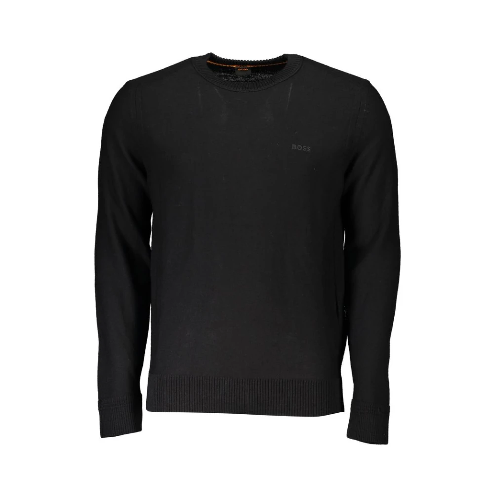 Hugo Boss Svart Ull Crew Neck Sweater Black, Herr