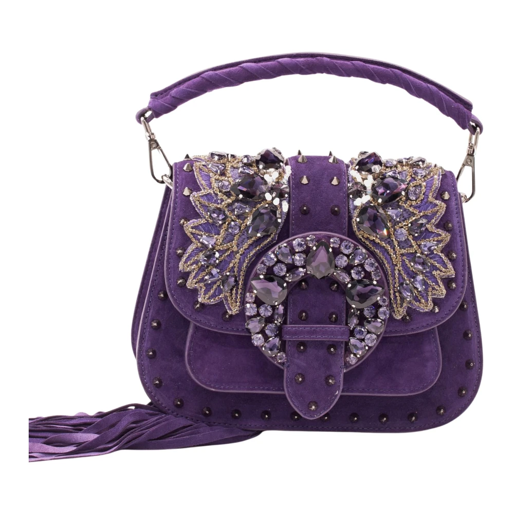 Alma en Pena Schoudertas met glanzend detail Purple Dames