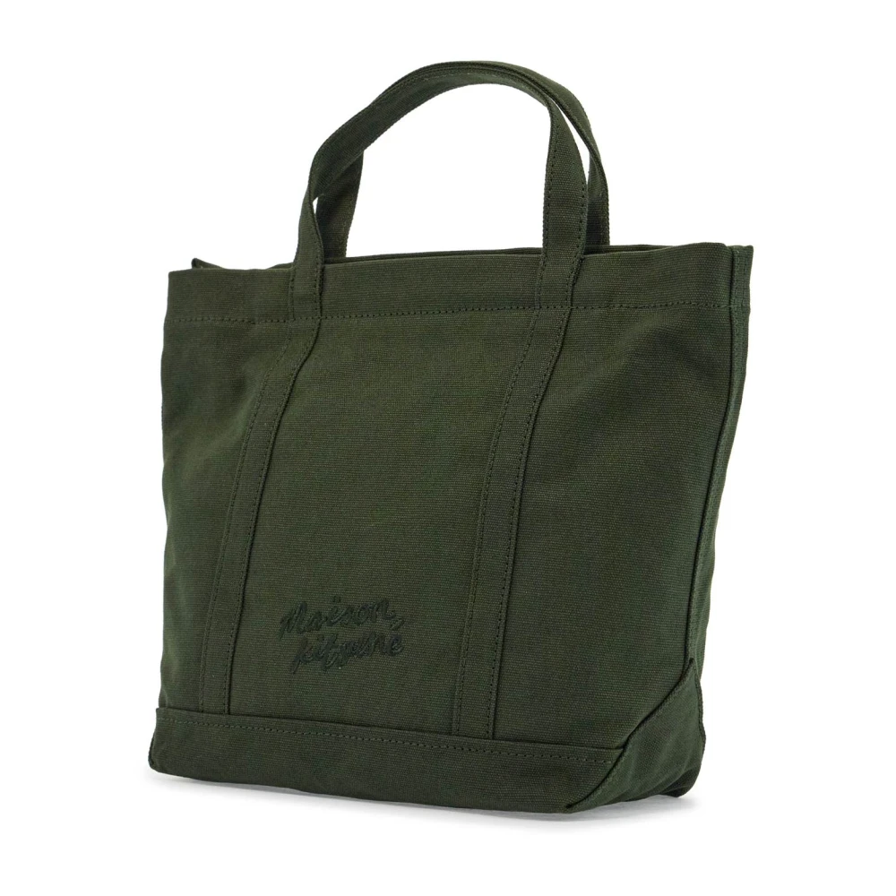 Maison Kitsuné Vos Logo Katoenen Tote Tas Green Dames
