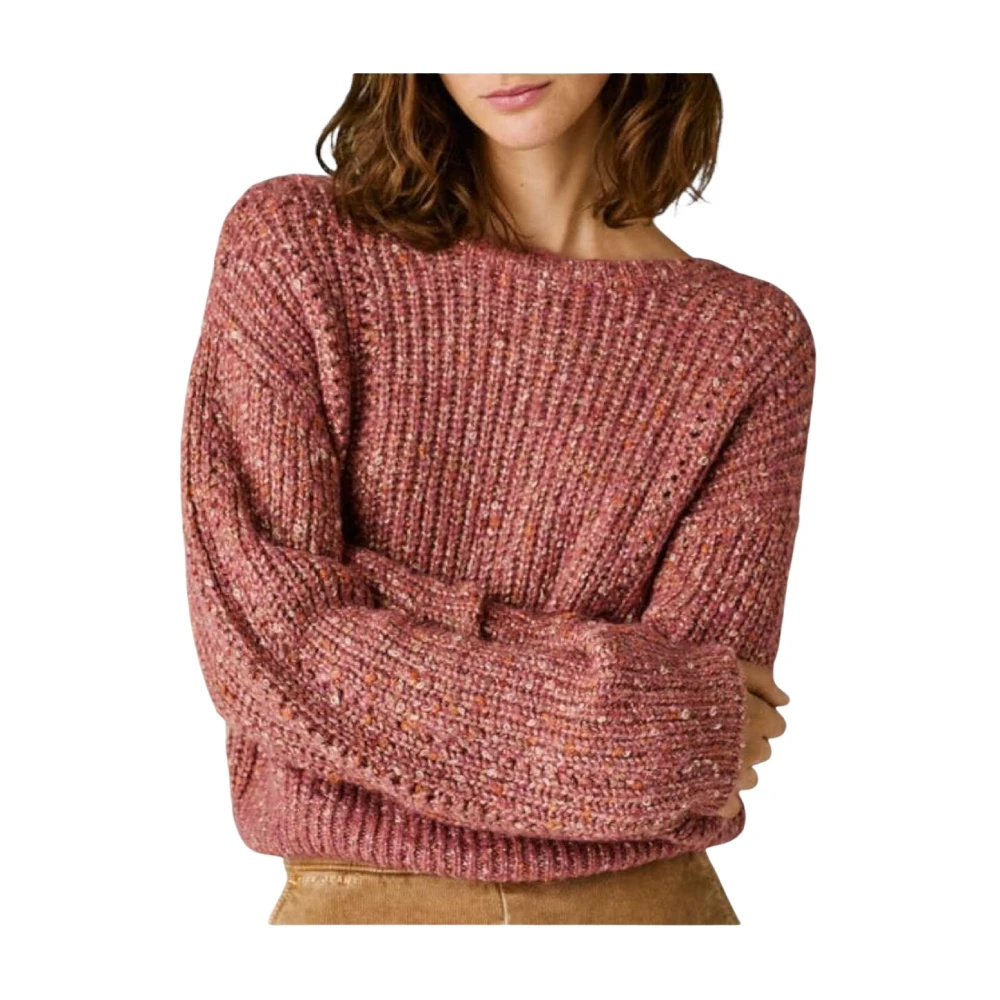 Pepe Jeans Women's Brown Relaxed Fit Knit Jumper - Round-Neck Knitwear - Xs - Knitwear
