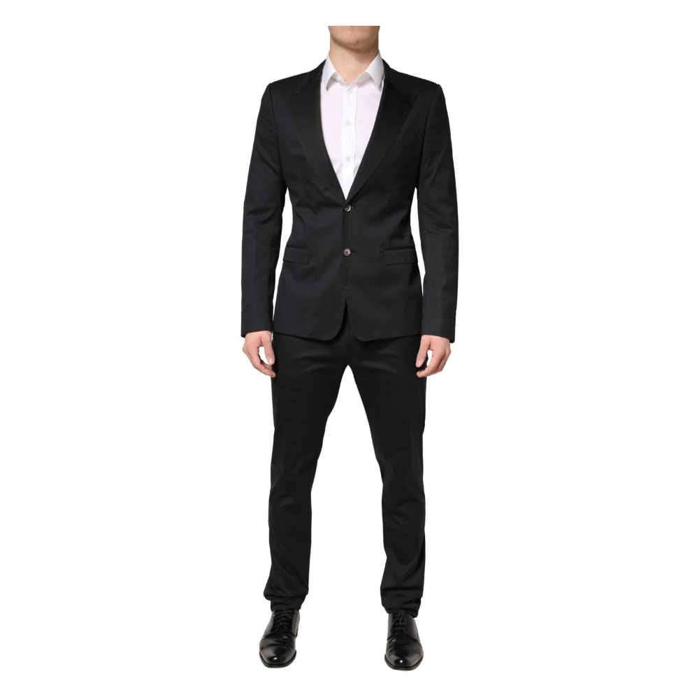 Dolce & Gabbana Men's Black Single Breasted Suits, 2XL, Single-Breasted 2-Piece Suit