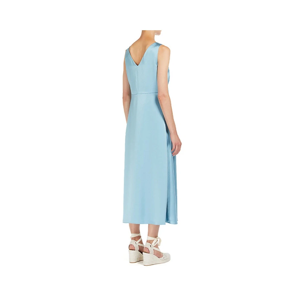 Max Mara Weekend Vloeibare Satijnen Jurk met Stola Gambero Blue Dames