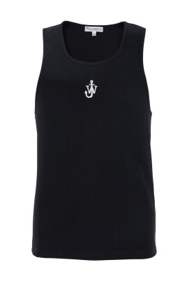 top-noir-sans-manches-avec-broderie-logo