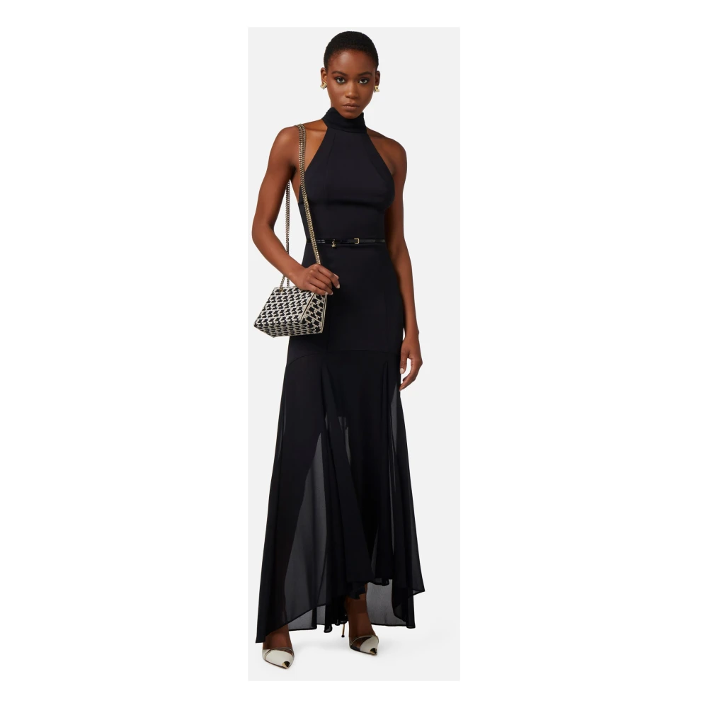 Elisabetta Franchi Red Carpet Halternek Crepe Jurk Black Dames