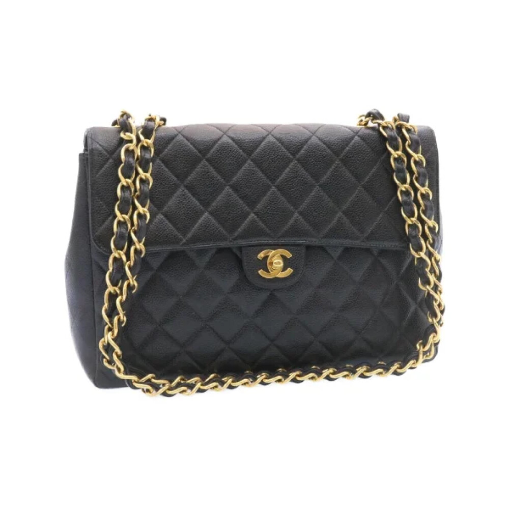 Tweedehands Zwarte Leren Flap Tas Chanel Vintage Dames Miinto.be