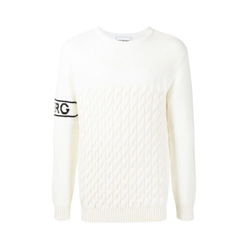 Iceberg Men's White Knitwear In Milk - Round-Neck Knitwear - 2XL - Knitwear