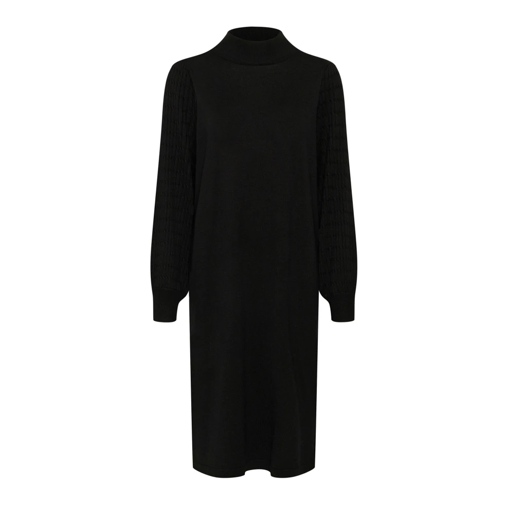 Kaffe - Schwarzes Tiefes Strickkleid Mit Seitenschlitz - Dresses - Damen - Schwarzk - Xs - Bild 4