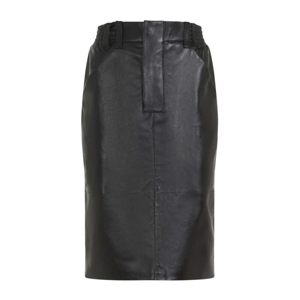 Saint Laurent Zwarte Midi-rok van Lamsleer Black Dames