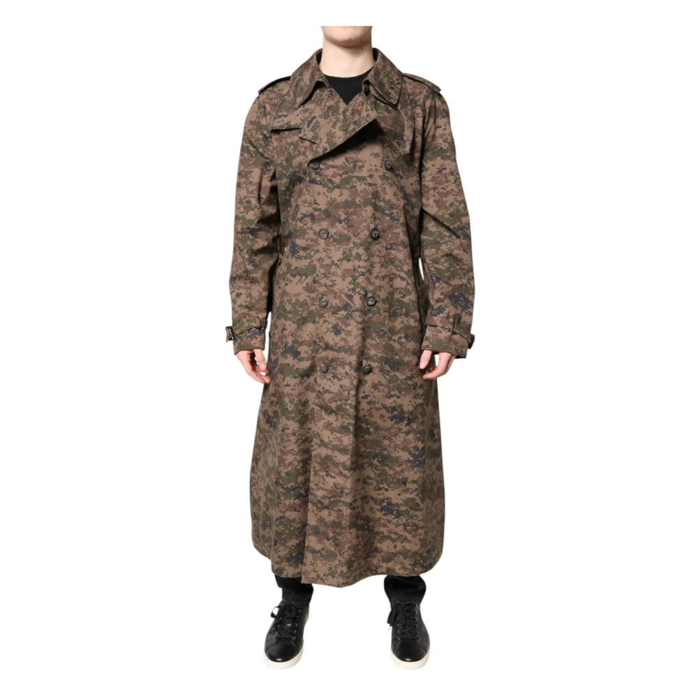 Dolce & Gabbana Men's Multicolor Camouflage Trenchcoat Jacket
