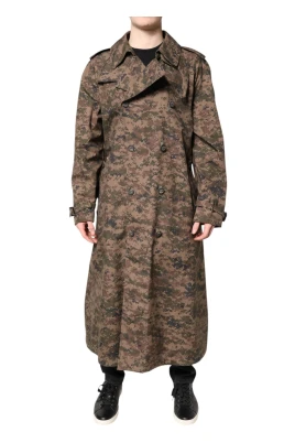 Multifärgad Camouflage Trenchcoat Jacka