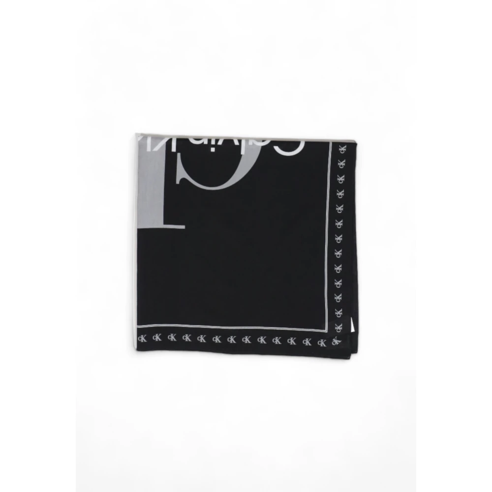 Calvin Klein Zwart Bedrukte Katoenen Sjaal Black Dames