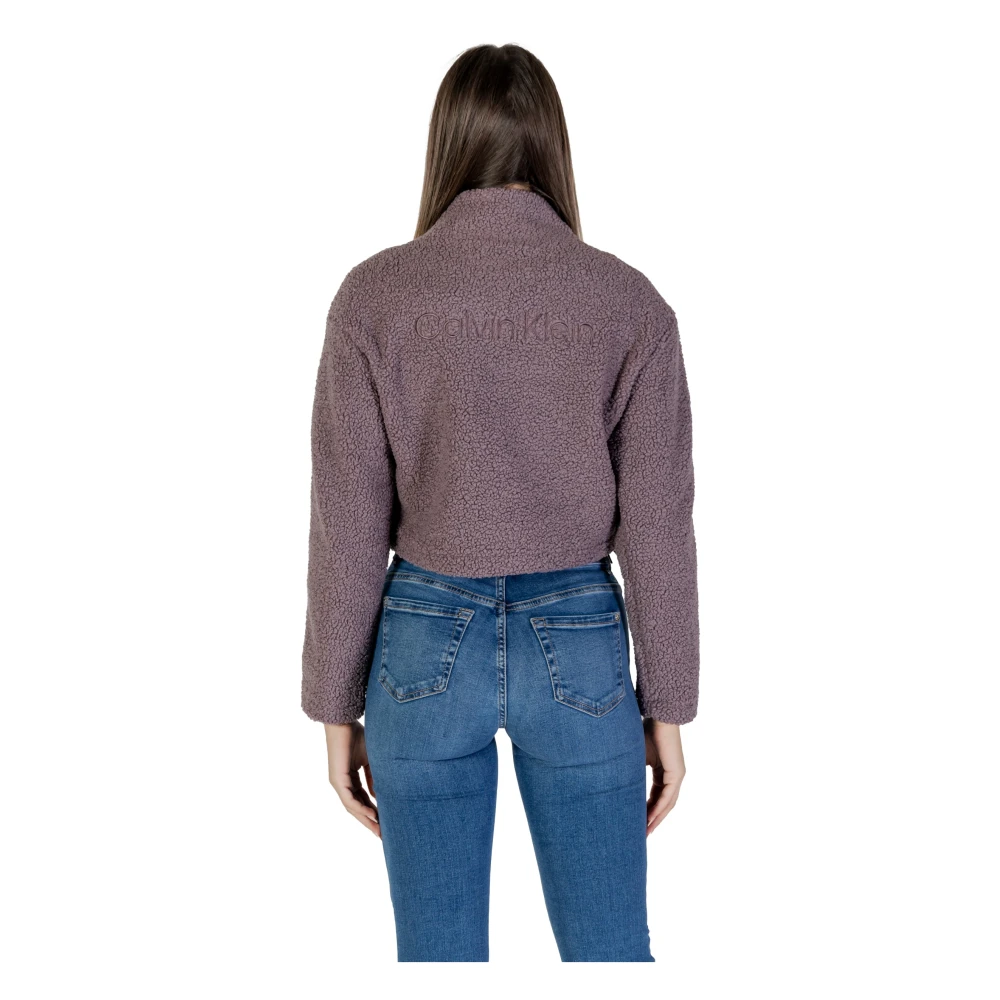 Calvin Klein Sherpa Half Zip Sweater Purple Dames