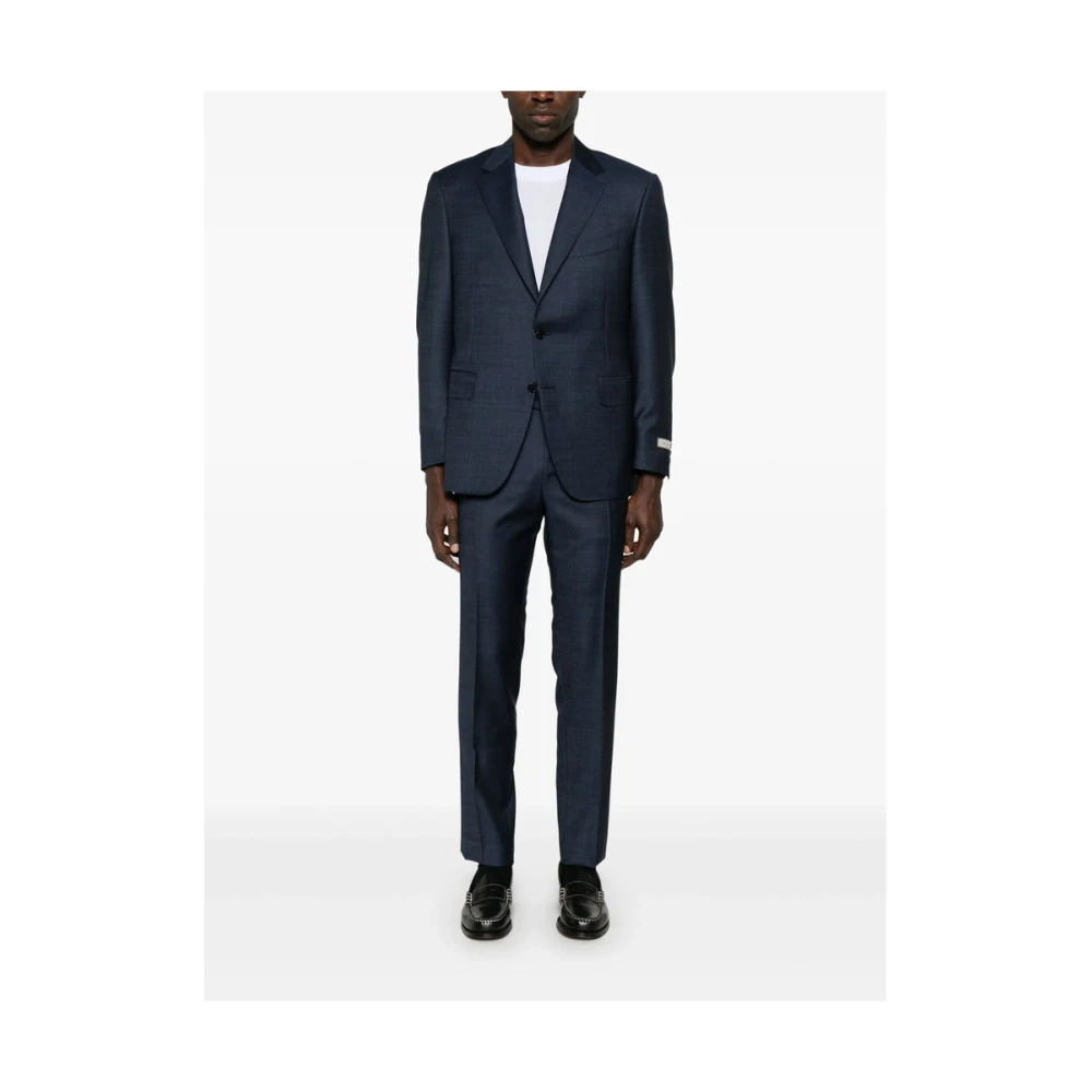 Canali Blauw Oxford Stijl Pak Blue Heren