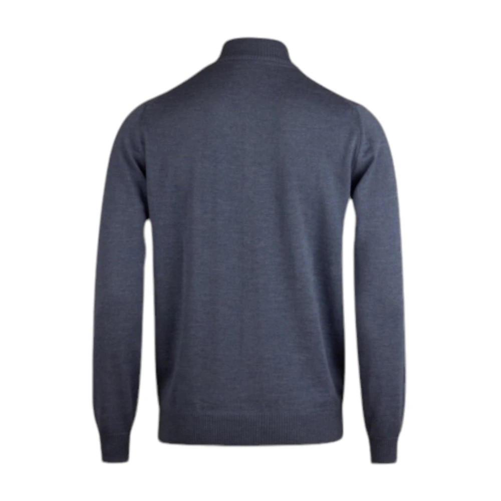Stenströms Blauwe Merino Wol Zip Cardigan Blue Heren