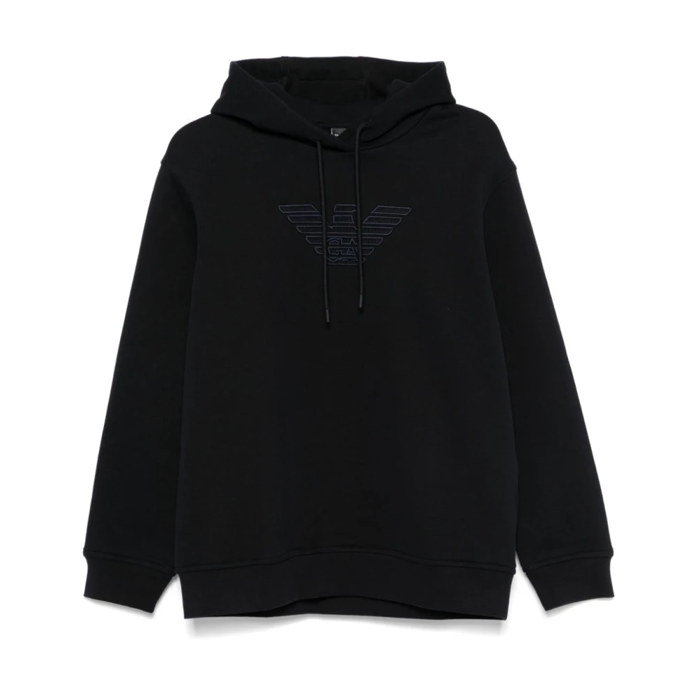 Emporio Armani Blauwe Trekkoord Hoodie Blue Heren