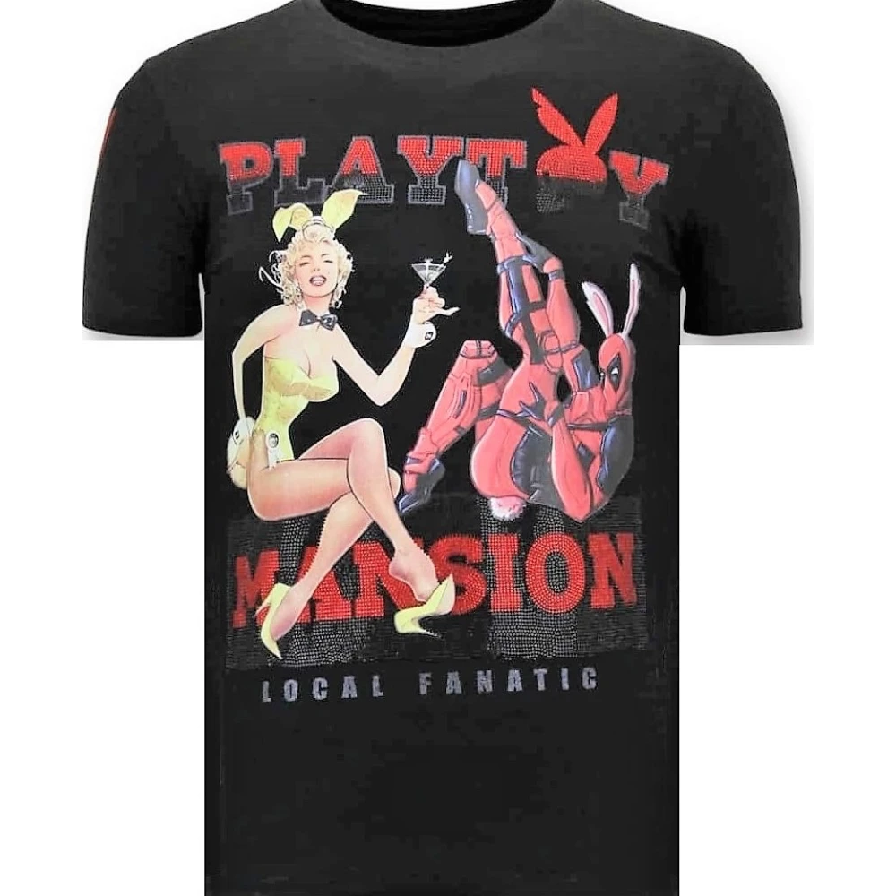 Local Fanatic Lyx Män T skjorta - The Playtoy Mansion - 11-6386Z Black, Herr