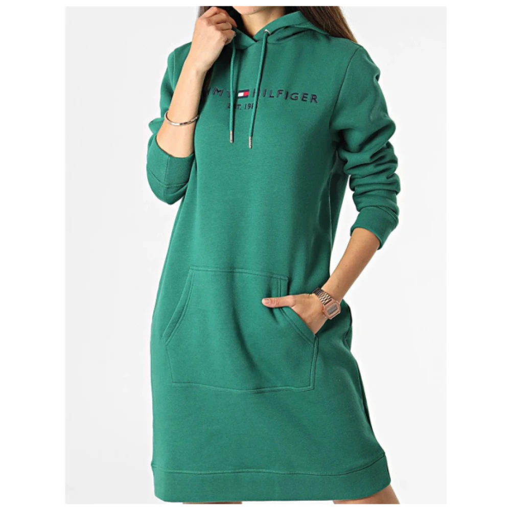 Tommy Hilfiger Verstelbare Hoodie Jurk Green Dames
