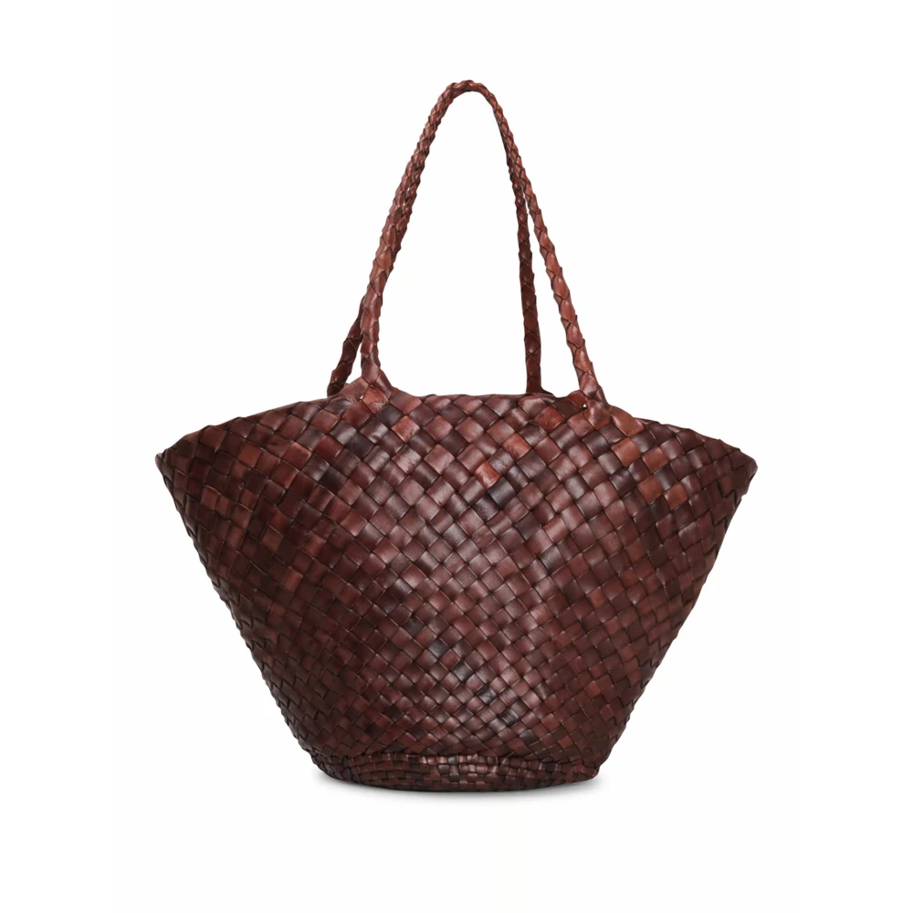 Dragon Diffusion Handgeweven Gebrand Leren Winkelmand Brown Dames