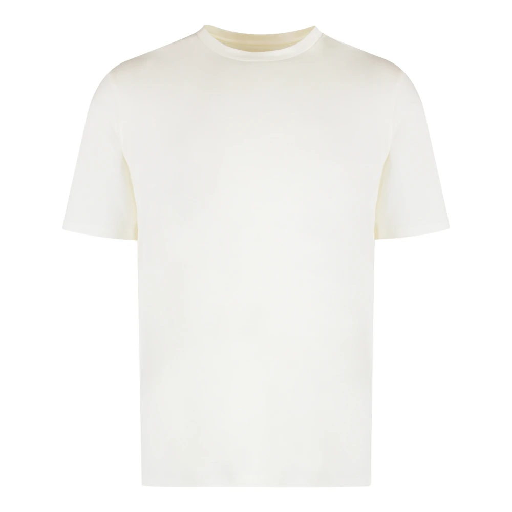 Jil Sander Men's Beige T-Shirts, M, Ribbed Cotton Crew-Neck T-Shirt