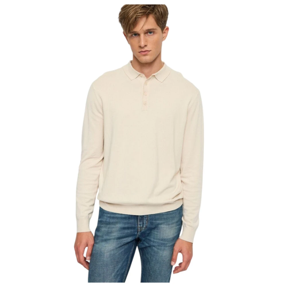 Gaudi Lange Mouw Polo Shirt Beige Heren