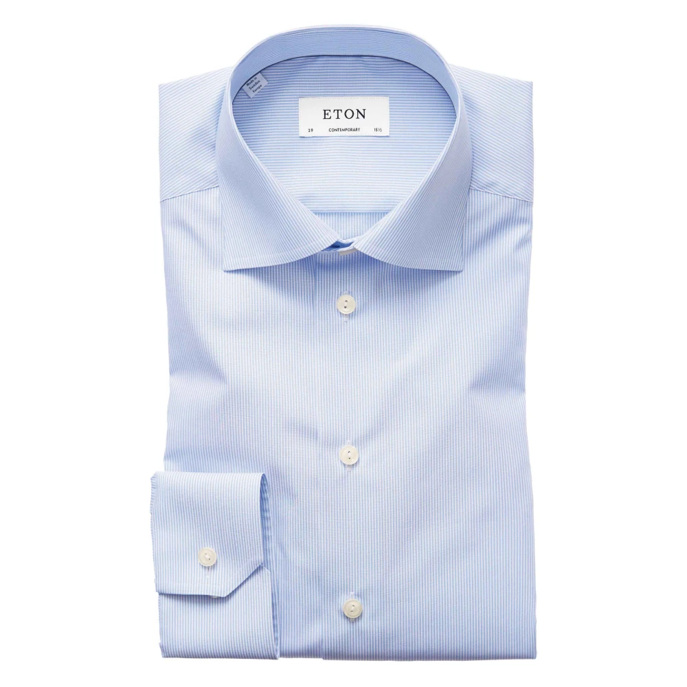 Eton Blauw Gestreepte Business Overhemdjurk Blue Heren