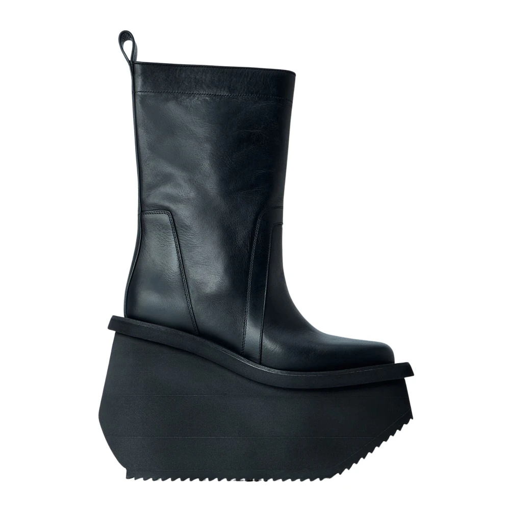 Rick Owens , Wedges, Female, Black, 6 Uk, Factory Leather Boots