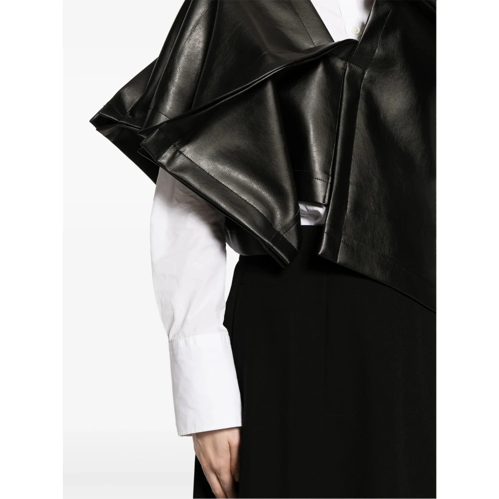 Comme des Garçons Zwarte Asymmetrische V-hals Jas Black Dames
