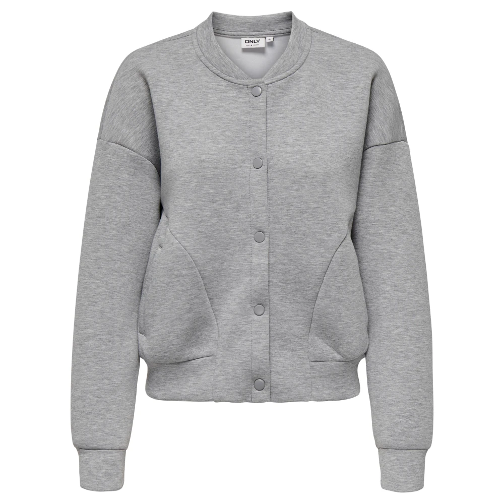 Only L S Bomber Box Sweater Licht Grijs Gray Dames